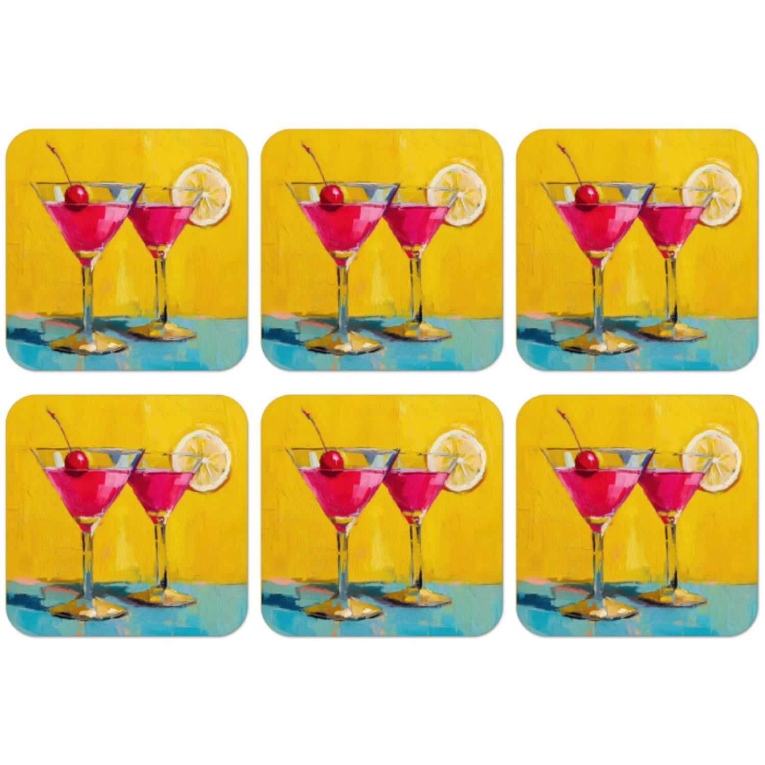 Glazen - Cocktail - Citroen - Kers onderzetter kurk middel -zkaufland3dotto