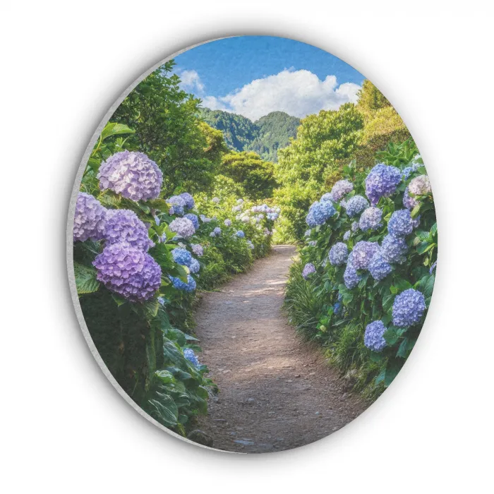 Hortsensia - Pad - Bloemen Akoestische PET Vilt - Rond klein -3d
