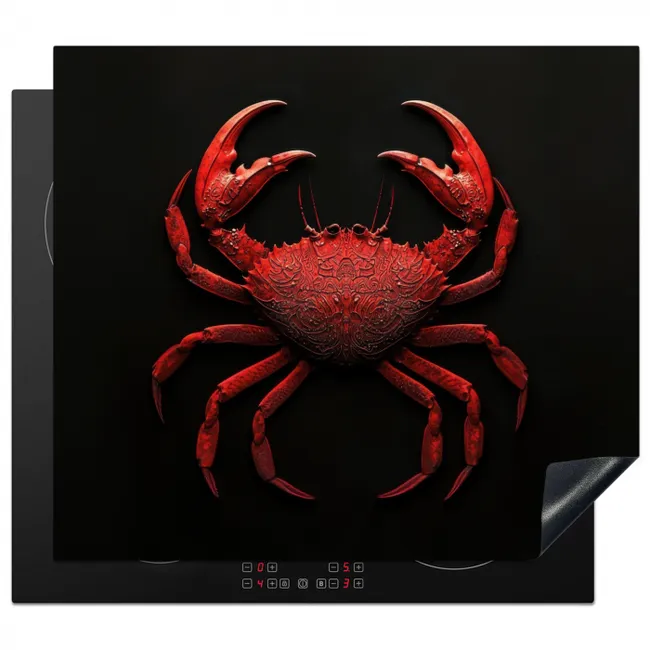 Krab - Rood - Vissen - Schaaldieren Inductie beschermer vinyl 3mm middel -3d