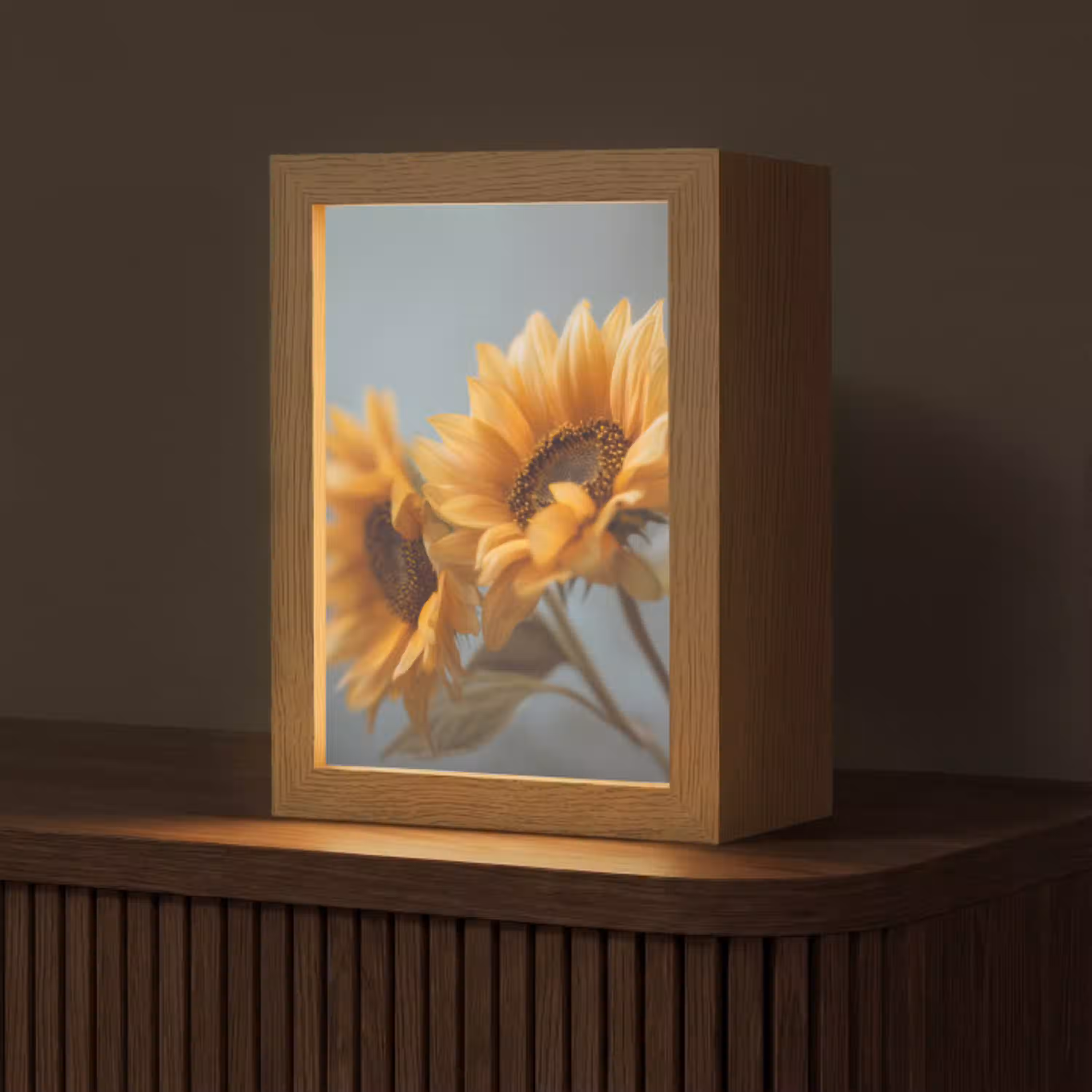 Zonnebloemen - Geel - Wazig Light Box met kabel (Tafellamp) klein -z3d_website