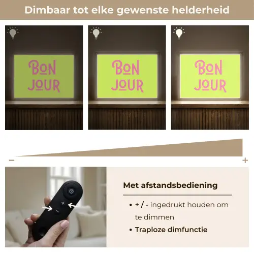 Groen - Roze bonjour - art-deco Light Box met batterij (Wandlamp) middel -USP_dimbaarNL