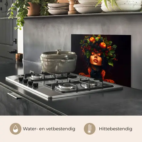 Vrouw - Zwart - Bessen - Bramen - Appels keuken achterwand spatscherm klein -usp_NL