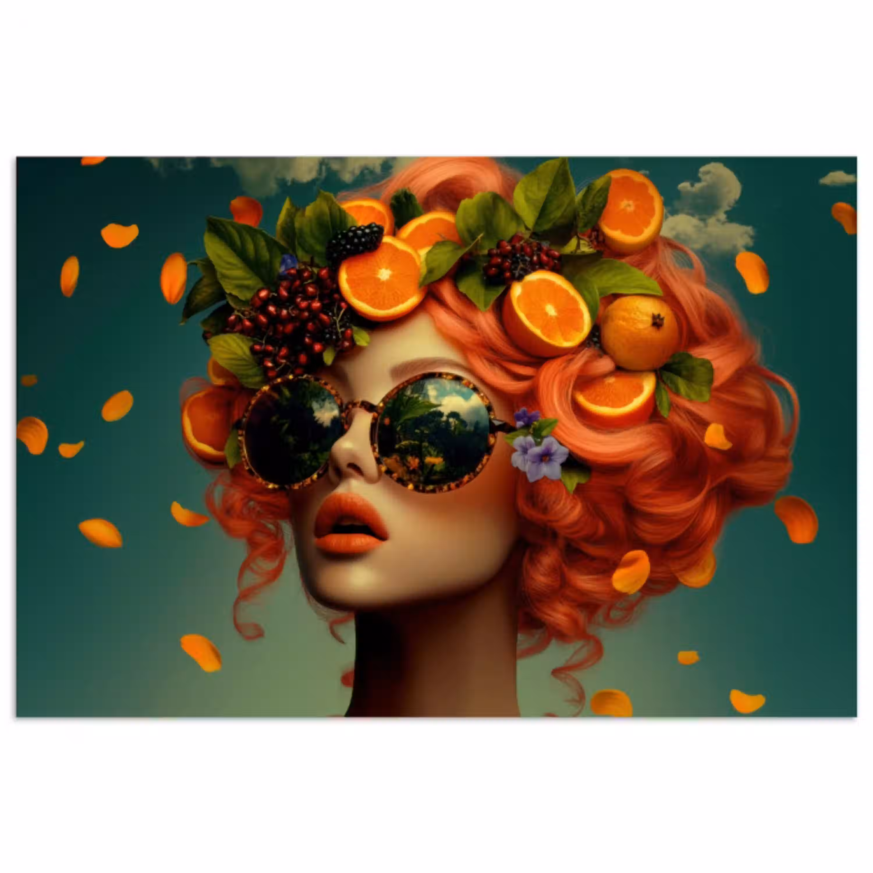 Vrouw - Sinaasappel - Bessen - Oranje poster papier klein -3d