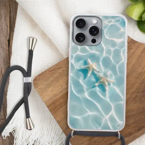Zeesterren - Golvend water - Rustgevend Hoesje iPhone 16 Pro Max met koord klein -sfeer4