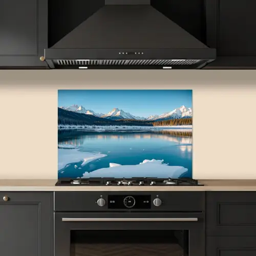 Landschap - Winter - Meer - Bergen - Uitzicht - IJs keuken achterwand spatscherm klein -sfeer1
