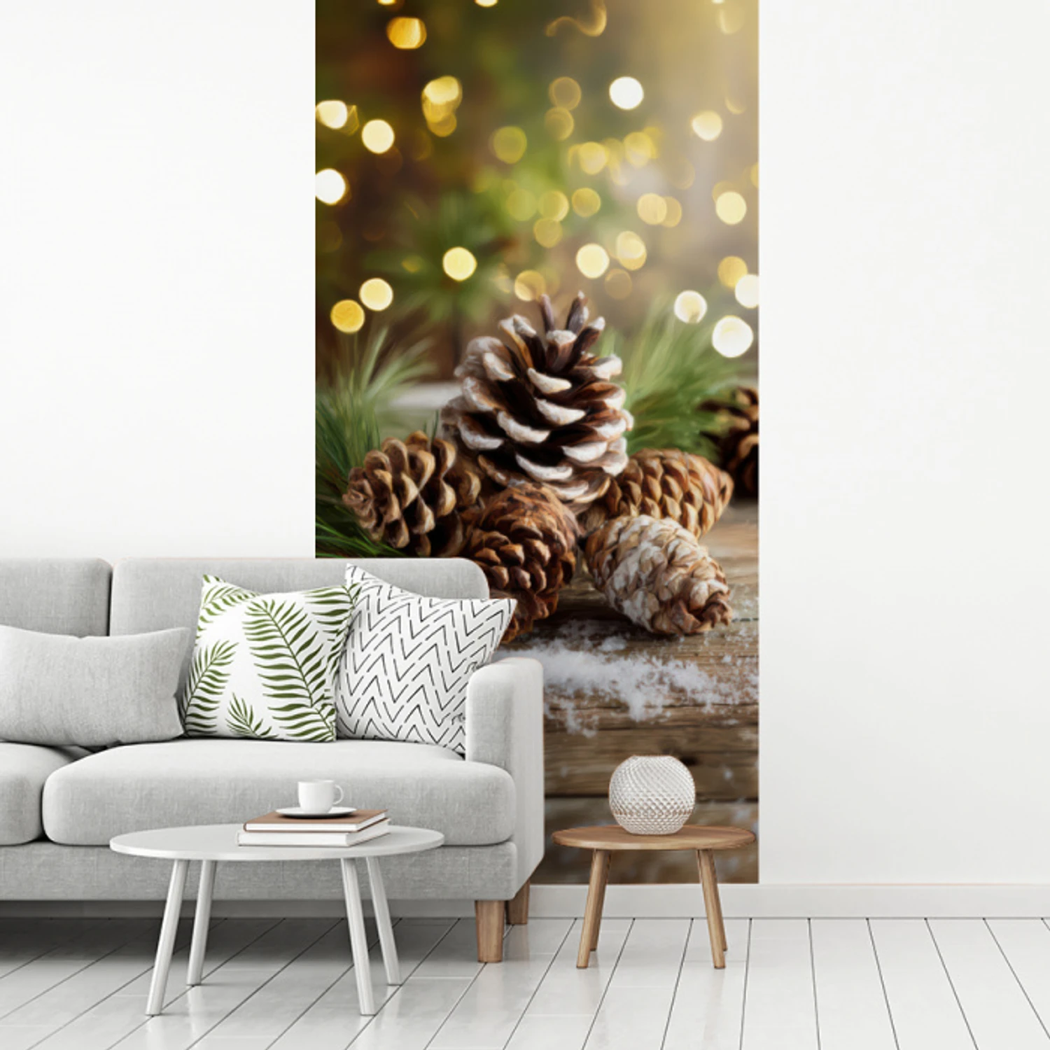 Dennenappels - Kerstsfeer - Bruin - Groen fotobehang vinyl groot -woonkamer