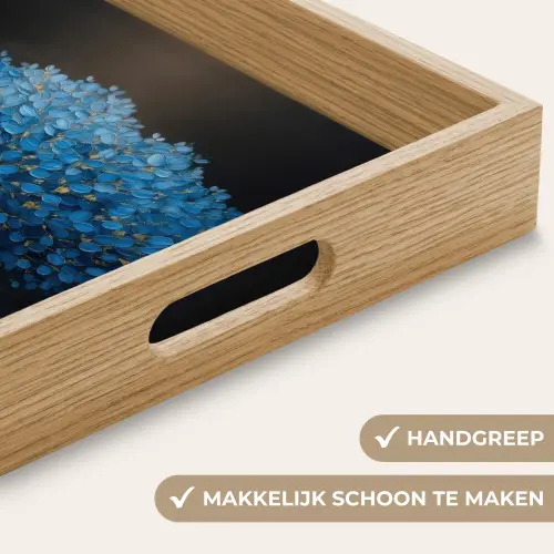 Boom - Blauw - Bladeren - Penseelstreken Dienblad Rechthoek middel -USP_HandgreepNL