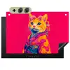Kat - Kimono - Bloemen - Roze Inductie beschemer met haakjes klein -3d