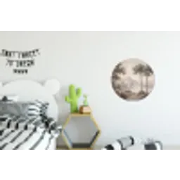 Bomen - Meer - Bergen - Illustratie Wandcirkel aluminium klein -kinderkamer