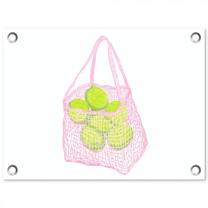 Netzakje - Roze - Illustratie - Limoenen tuinposter los doek klein -3d