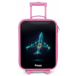 Lichtgevend vliegtuig Kinderkoffer - Roze klein -zz3dotto