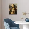 Mona Lisa - Kat - Leonardo da Vinci - Vintage - Kunstwerk - Oude meesters - Schilderij poster papier klein -sfeer3