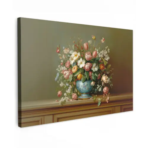 Vaas - Pastel - Kleuren - Bloemen canvas 2cm klein -z3d