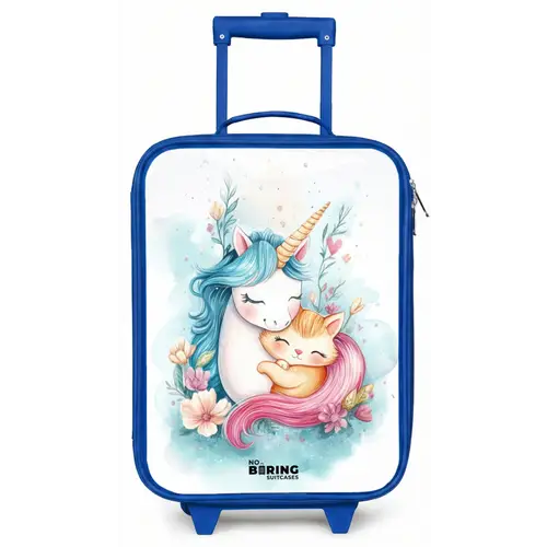 Eenhoorn met blauwe manen en oranje kitten Kinderkoffer - Blauw klein -zz3dotto