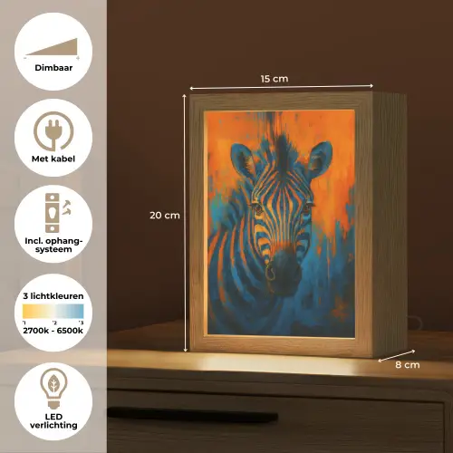 Zebra - Abstract - Blauw Light Box met kabel (Tafellamp) klein -USP_NL