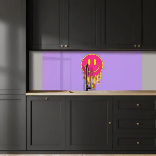 Smiley - Drip - Neon keuken achterwand 2 middel -sfeer1