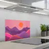 Zon - Heuvels - Paars - Abstract keuken achterwand spatscherm klein -3d_schuin