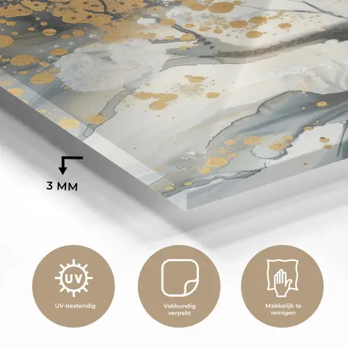 Boom - Modern - Abstract - Goud - Zwart - Wit plexiglas 5mm klein -sfeer2