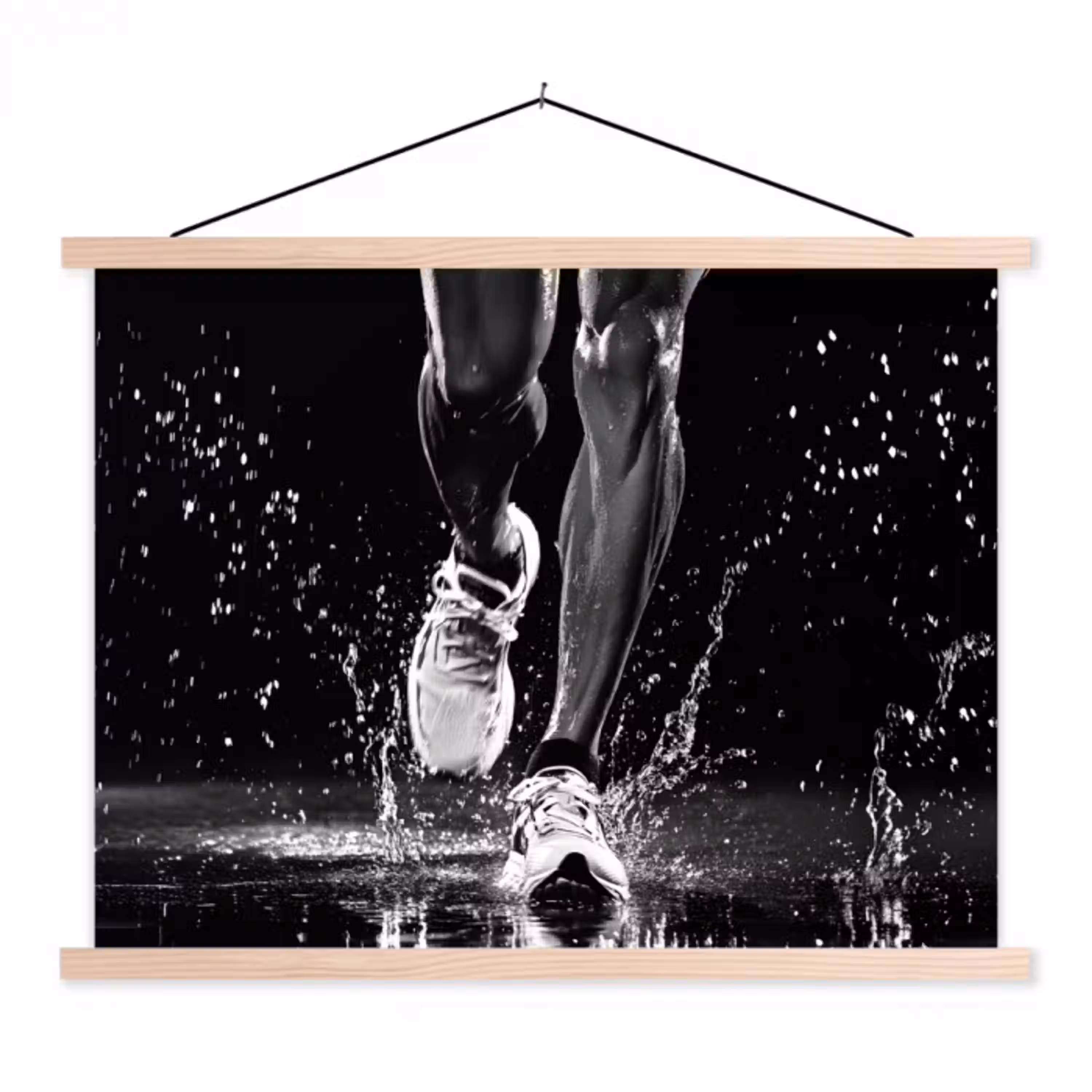 Hardloopschoenen - Rennen - Druppels - Zwart textielposter latten blank klein -3d