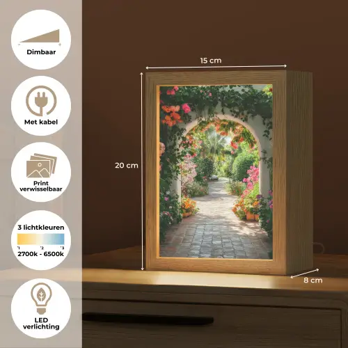 Doorkijk - Bloemen - Natuur - Bloementuin Light Box met kabel (Wandlamp) klein -USP_websiteoverzichtNL