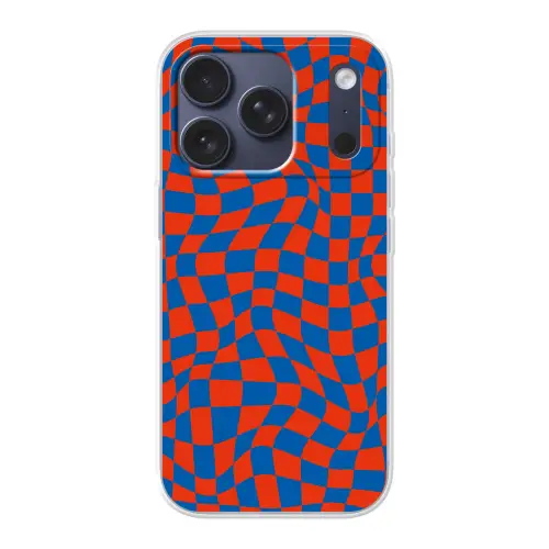 Golvende vakjes - Blauw - Rood - Abstract Telefoonhoesje iPhone 17 Pro klein -3d