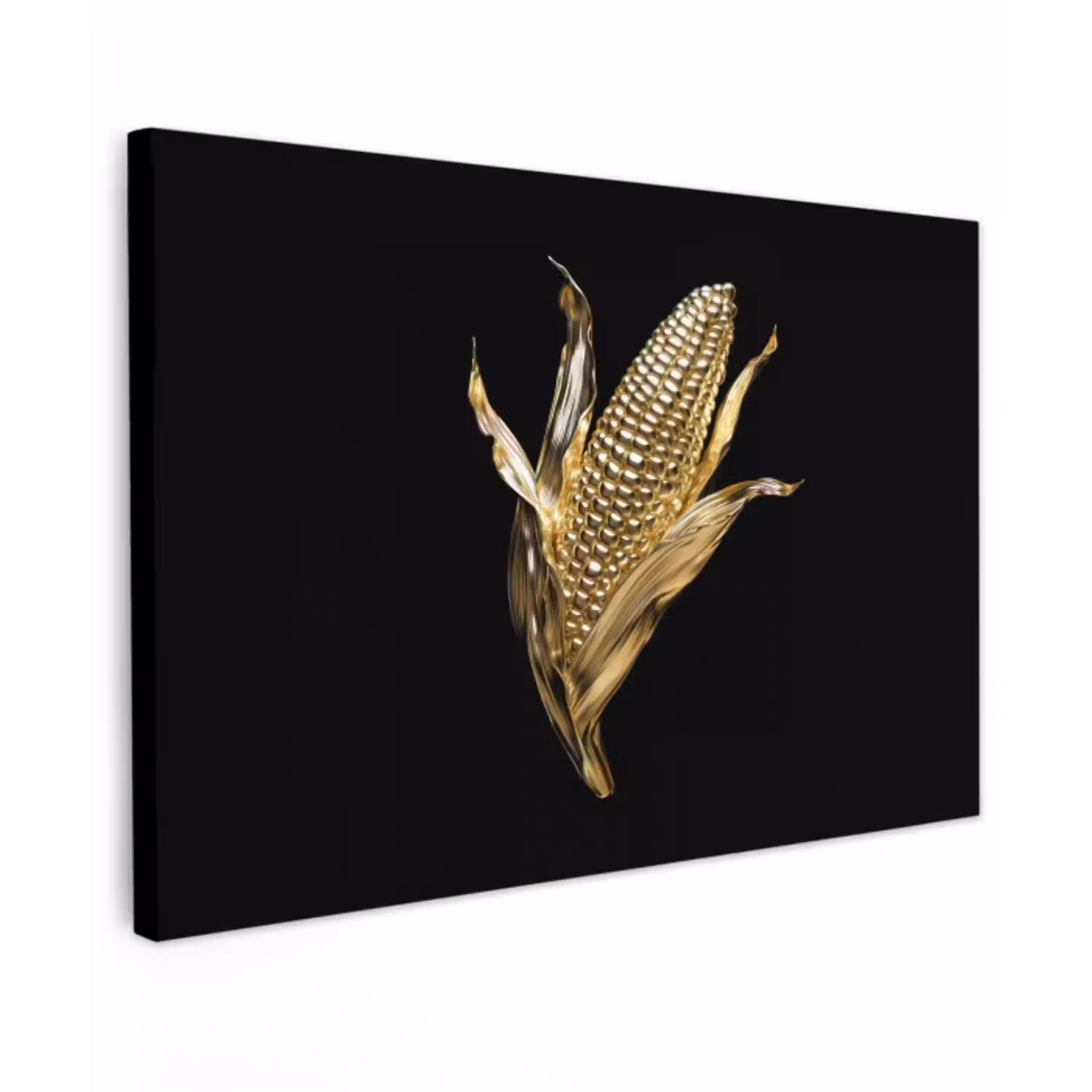 Mais - Eten - Goud - Zwart Tuinposter op houten frame 2 cm dik klein -3d