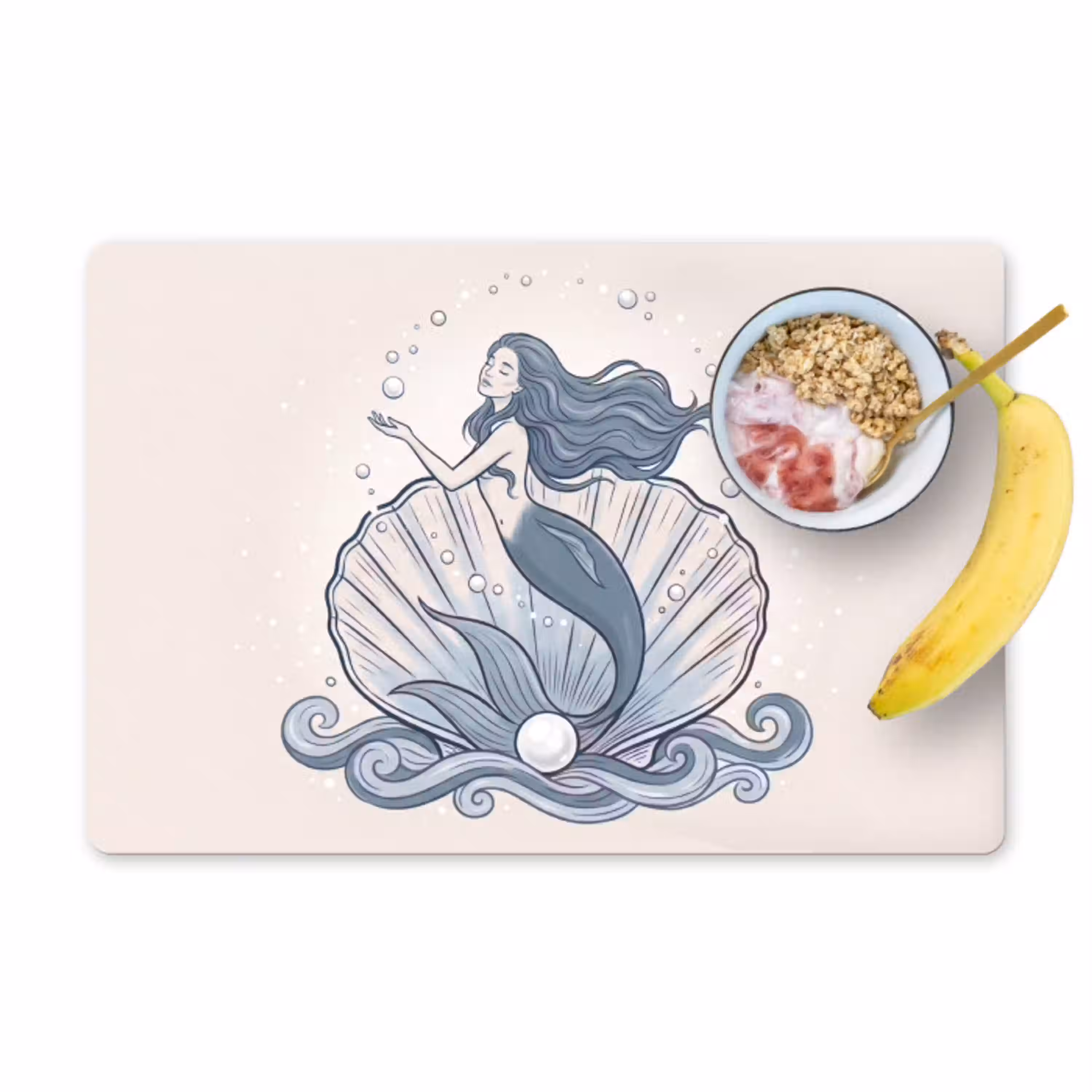Zeemeermin - Schelp - Zee - Fantasie - Blauw Placemat vinyl groot -zzzproduct_Kitchenyeah-website
