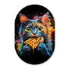 Kat - Graffiti - Kleurrijk - Wafel - Eten Wandcirkel Ovaal Glas middel -3d