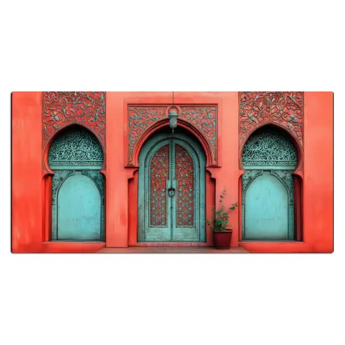 Lantaarn - Deur - Turquoise Muismat XXL klein -3d_leeg