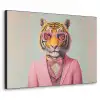 Tijger - Strik - Jasje - Roze Textielframe zwart klein -3d