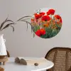 Klaproos - Bloemen - Rood - Paars - Weide Wandcirkel behangsticker klein -sfeer3