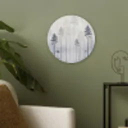 Bos - Bomen - Mist - Natuur - Illustratie - Grijs Akoestische PET Vilt - Rond klein -sfeer2