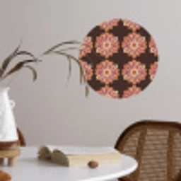 Bloemen - Patroon - Bruin Wandcirkel behangsticker klein 186 -sfeer3