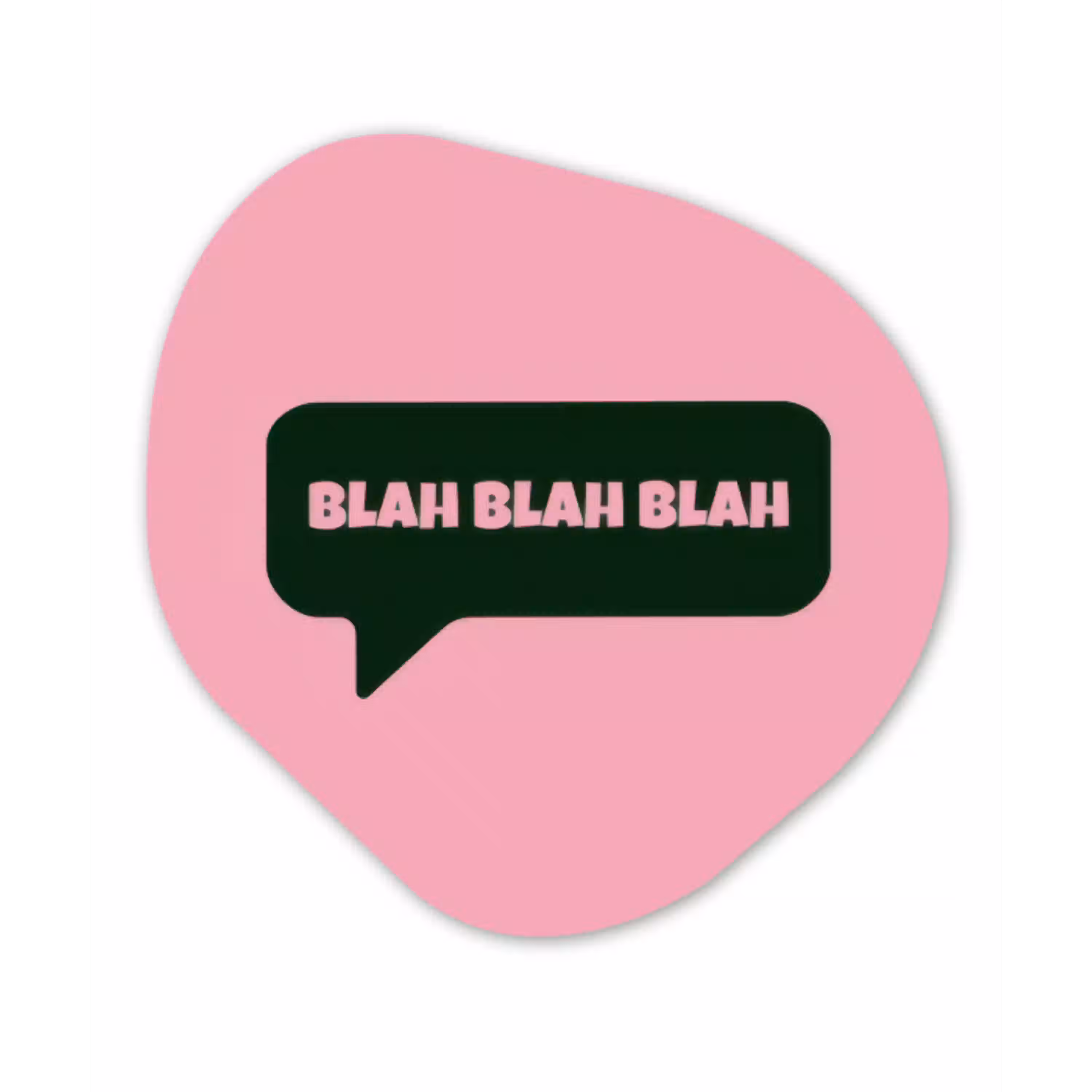 Roze - Tekstwolk - Groen - BLAH BLAH BLAH Wandcirkel Organisch Forex 3mm klein -3d