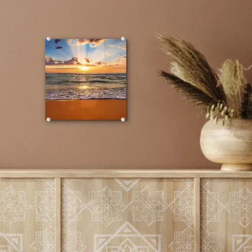Strand - Zonsondergang - Zee - Wolken - Horizon plexiglas 5mm klein -sfeer5