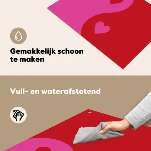 Minimalistisch - Rood - Roze - Hartjes Inductie beschemer met haakjes klein -ky-schoon-nl