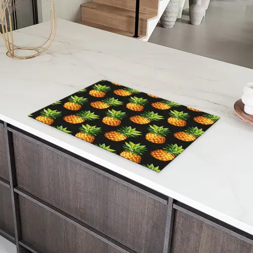 Tropische - Ananas - Zwart Inductie beschermer vinyl 3mm klein 276 -sfeer8