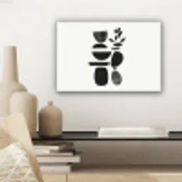 Japandi - Zwart - Abstract canvas 2cm klein -sfeer6
