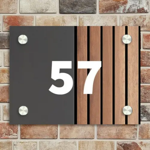 Hout en antraciet - Traditioneel Naambord Rechthoek middel -sfeer3