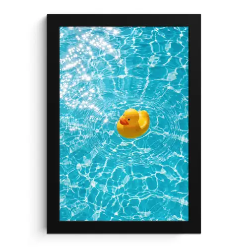 Badeend - Dobberen - Blauw fotolijst zwart zonder passe partout klein -3d