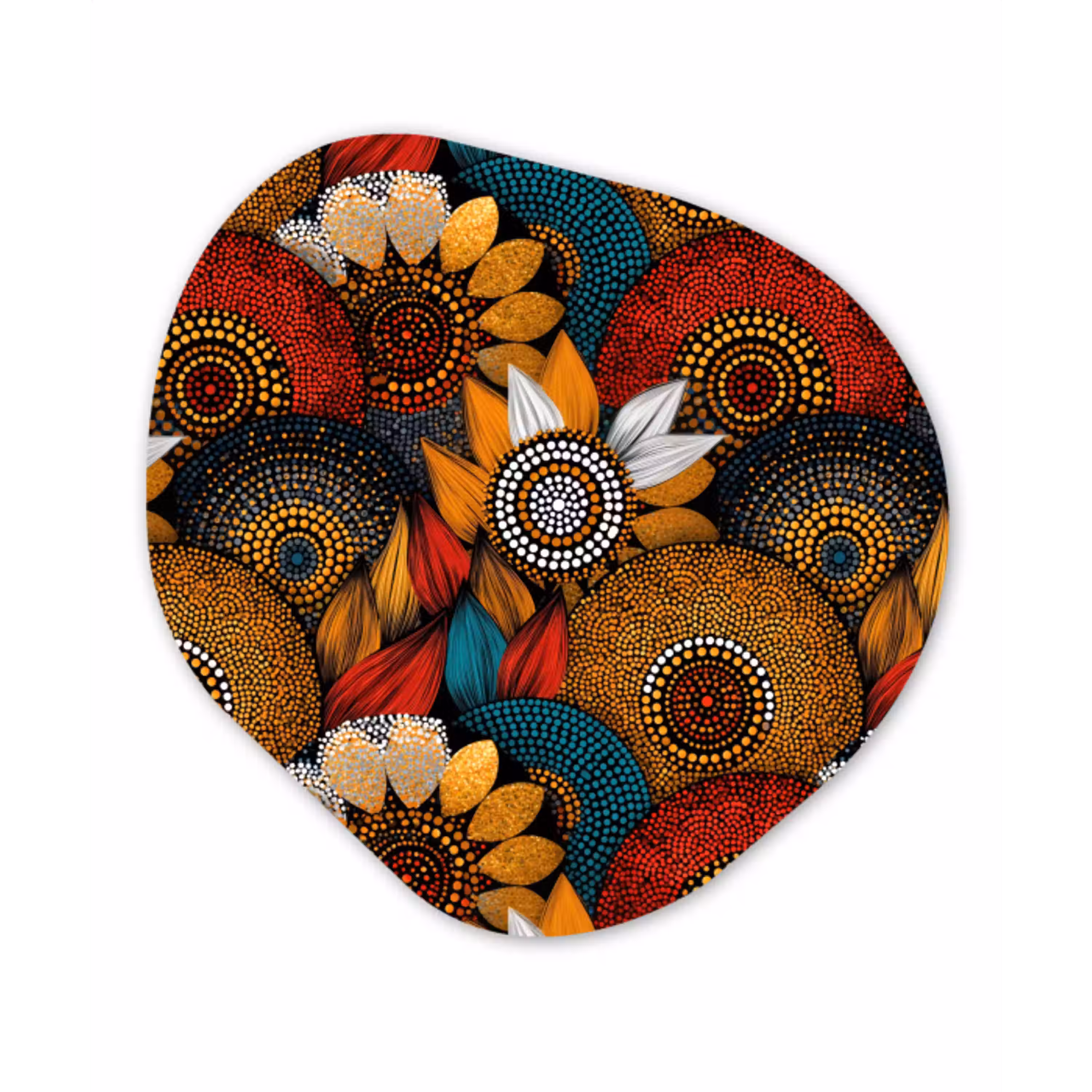 Kleurrijk - Aboriginal - Dot Painting - Botanisch - Patroon Wandcirkel Organisch Forex 3mm klein 629 -3d
