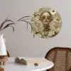 Vrouw - Bloemen - Zonnebril - Wit Wandcirkel behangsticker klein -sfeer3