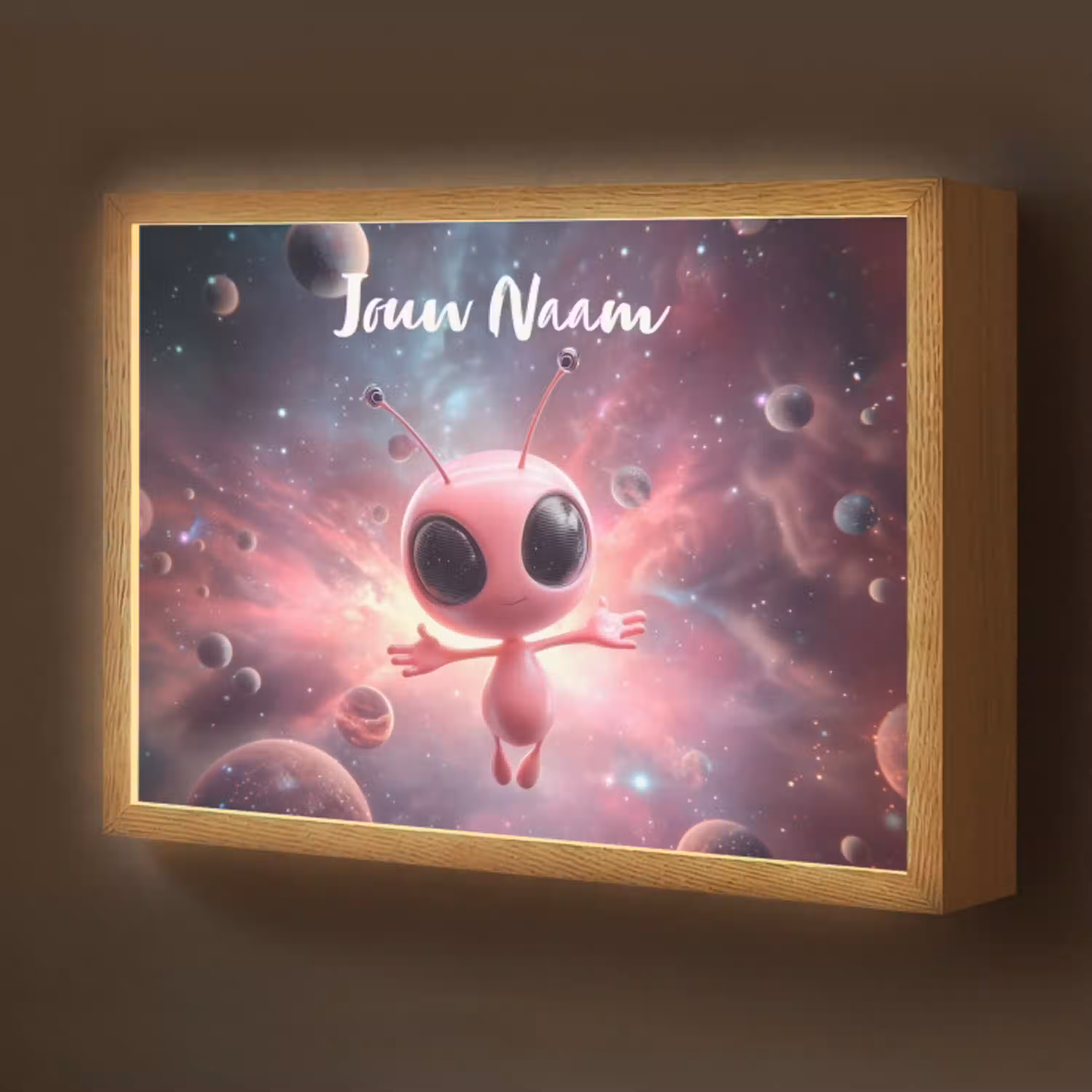 Roze - Alien - Planeten - Ruimte Light Box met batterij (Wandlamp kind) middel -z3d_website