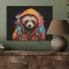 Graffiti - Wasbeer - Jas - Zwart PET vilt klein -sfeer2