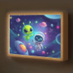 Alien - Astronaut - Ruimte - Planeten Light Box met batterij (Wandlamp kind) middel -z3d_website