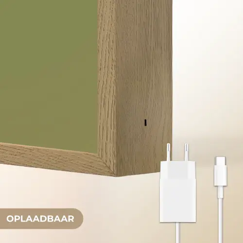 Lijntekening - Appel - Olijfgroen - Blaadje Light Box met batterij (Wandlamp) middel -USP_websiteoplaadbaarNL
