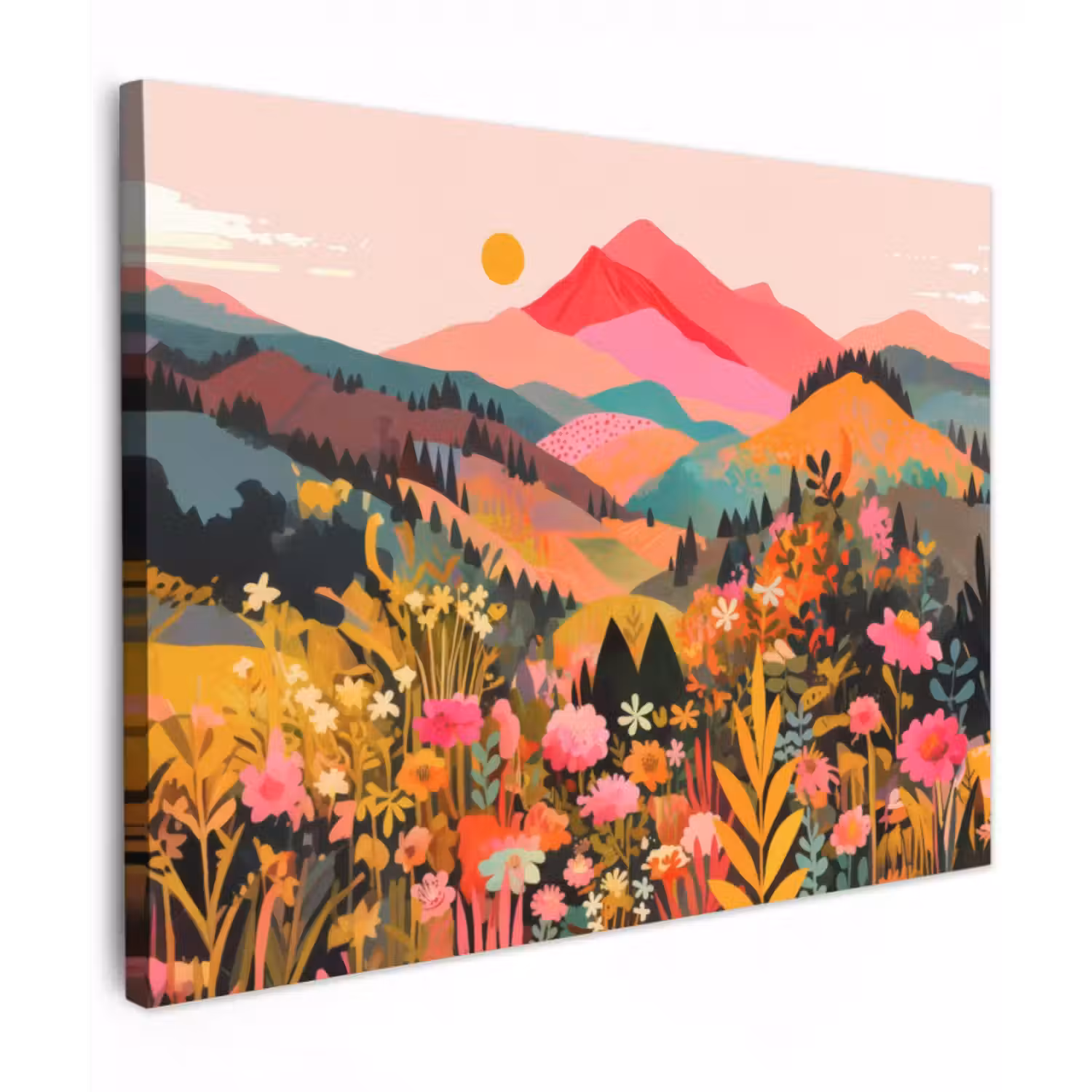 Leinwandbild - Sonnenuntergang - Bergtal - Kontrast