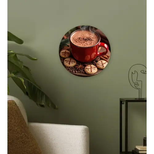 Chocolademelk - Mok - Winter - Kerst - Gezelligheid Wandcirkel kunststof plaat 5mm dik klein -sfeer3