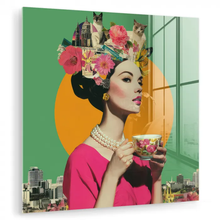 Retro - Vrouw - Stad - Zon plexiglas 5mm klein -zzzproduct_nieuw