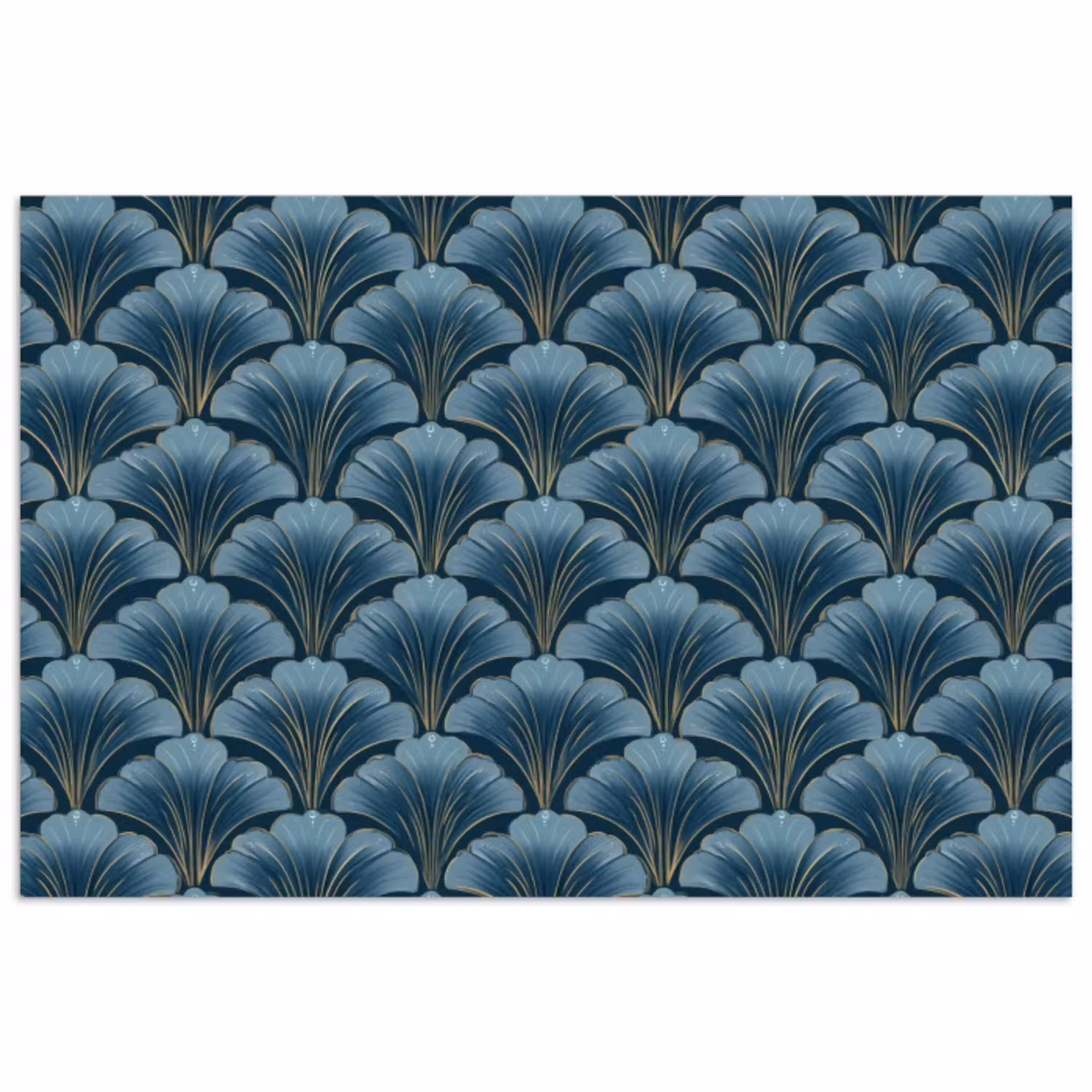 Patroon - Ginkgoblad - Blauw poster papier klein 62 -3d